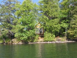 View of island and cottage from the lake